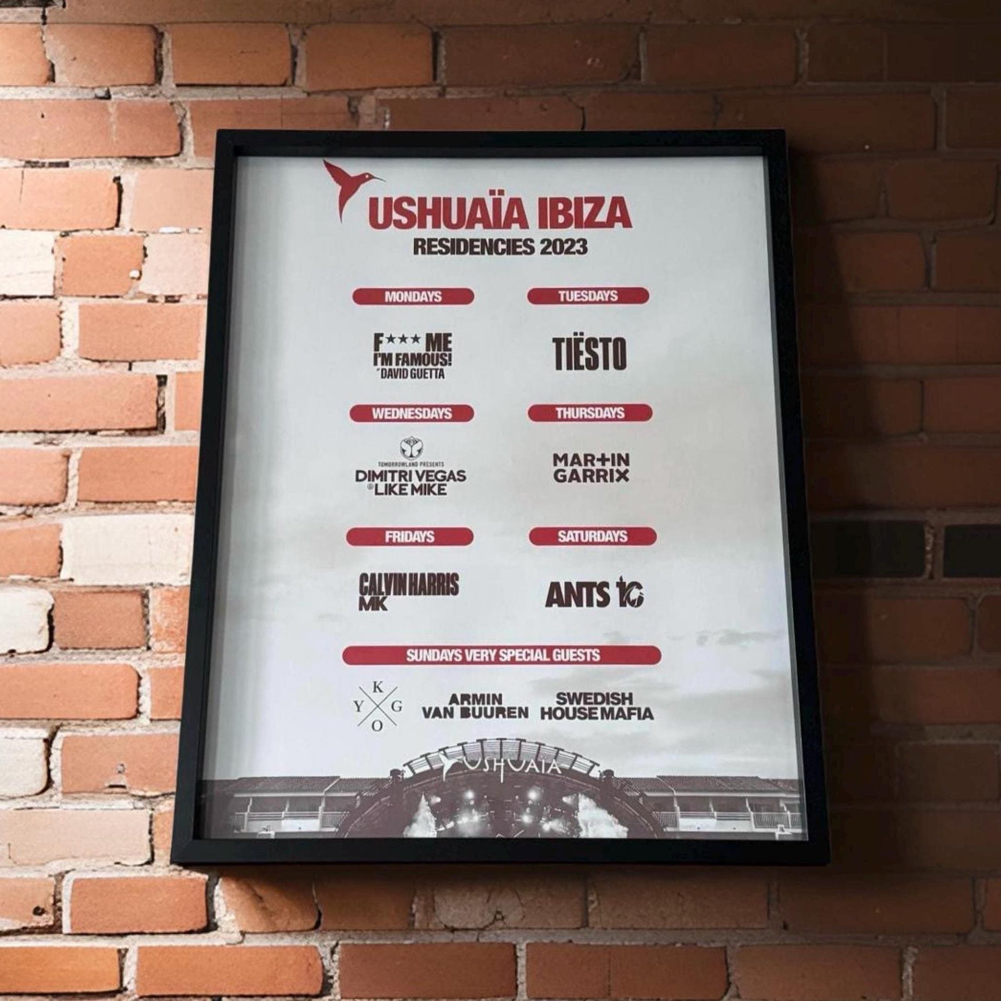 Ushuaia ~ Genuine Official Ibiza Framed Dj Artwork Travel Poster | Luxury Black Frame