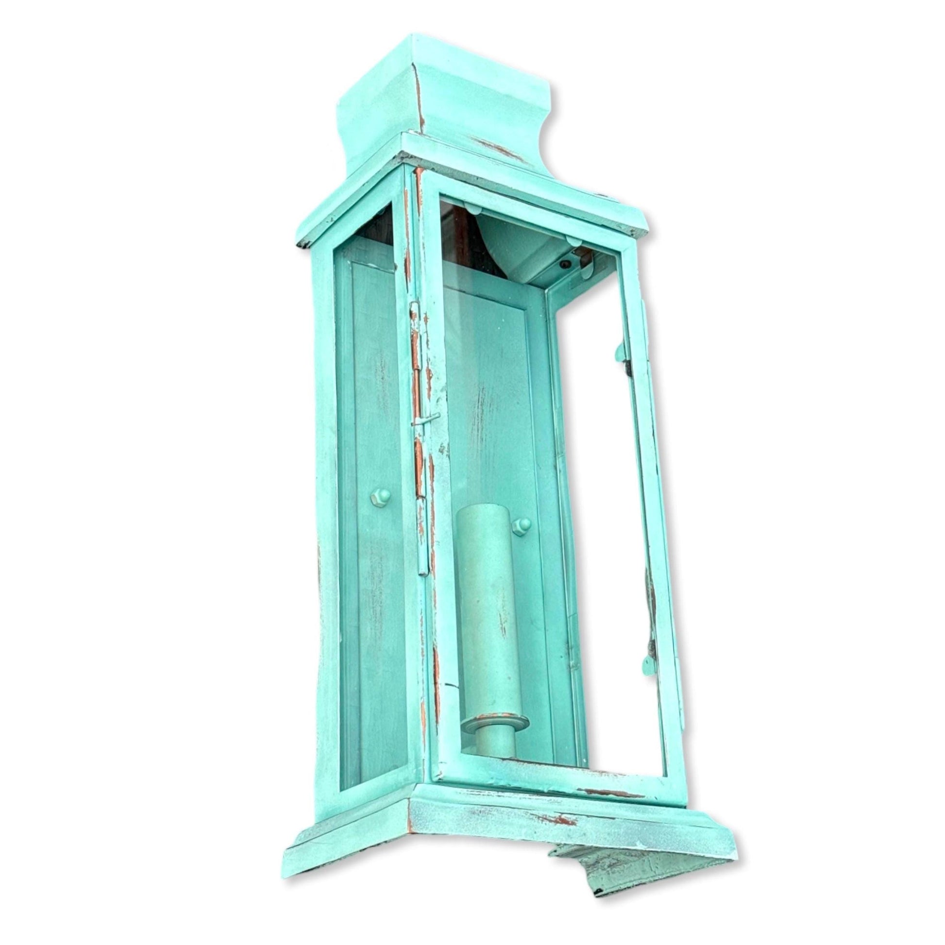 Reedham ~ Verdigris Flush Lantern Wall Sconce Light