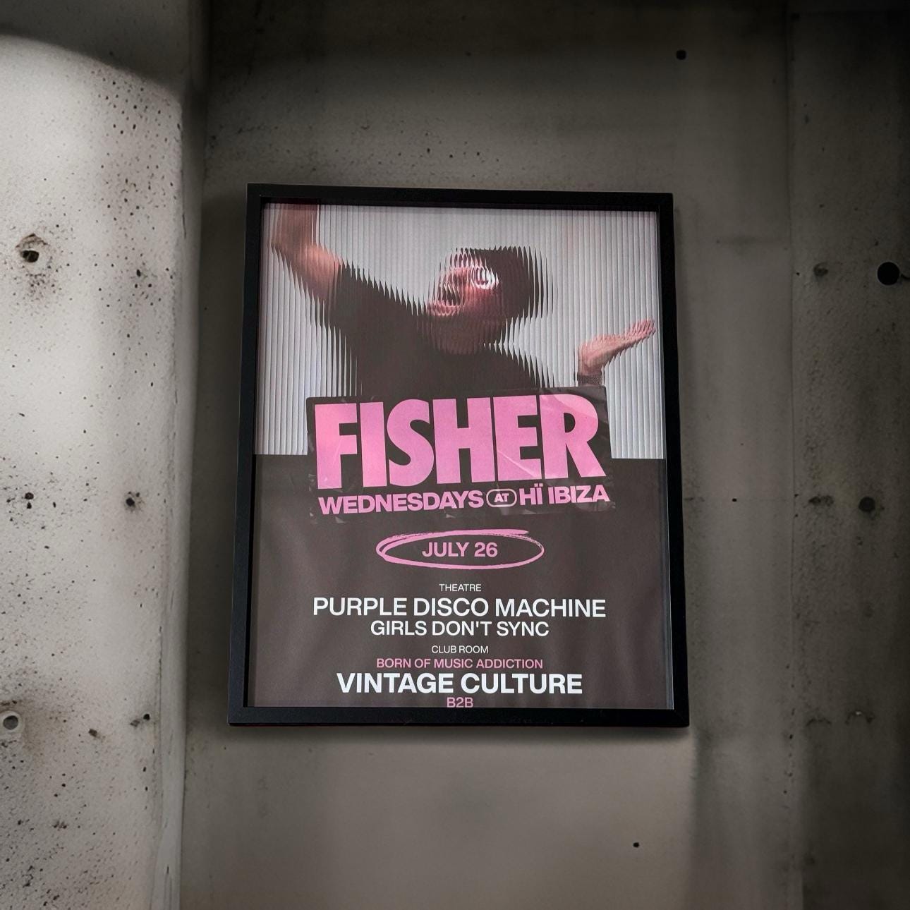 Fisher ~ Genuine Ibiza Framed Dj Artwork | Hi Ibiza | Luxury Black Frame