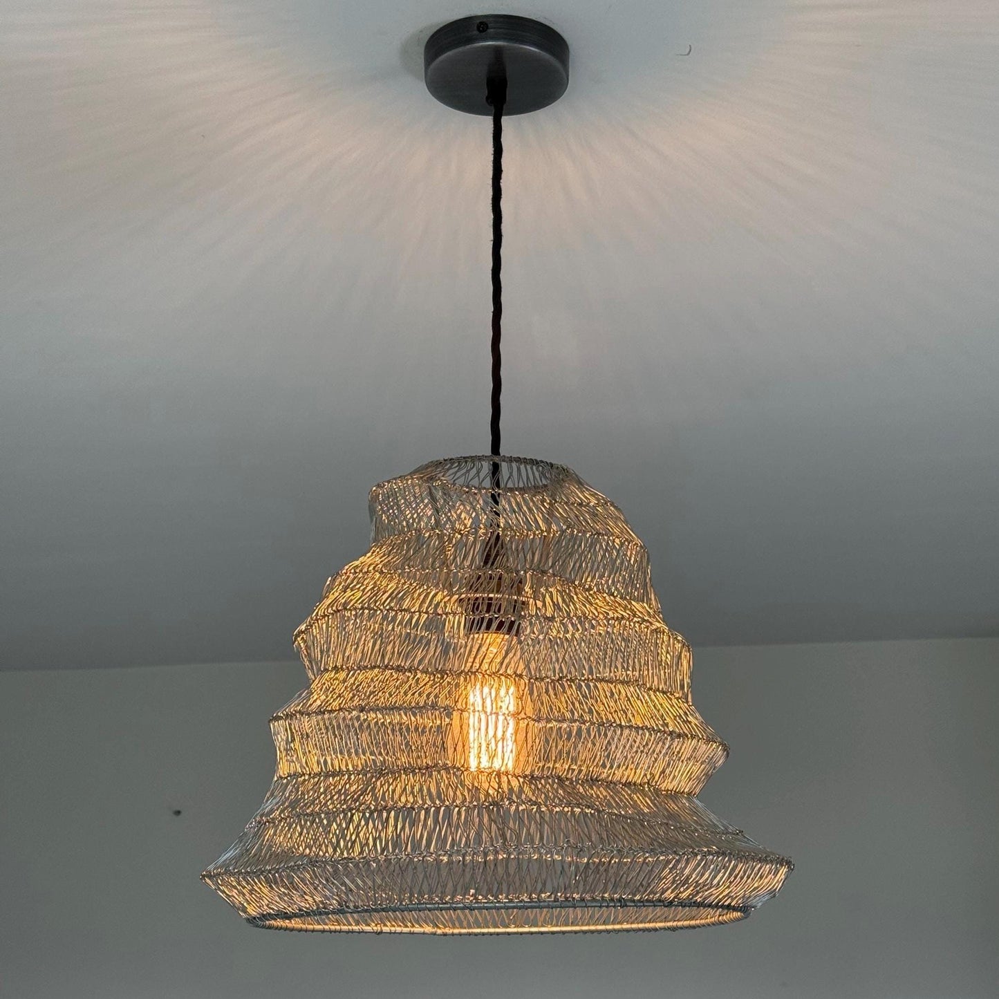 Walton ~ Beehive Large Silver Wire Mesh Lampshade Pendant Ceiling Light