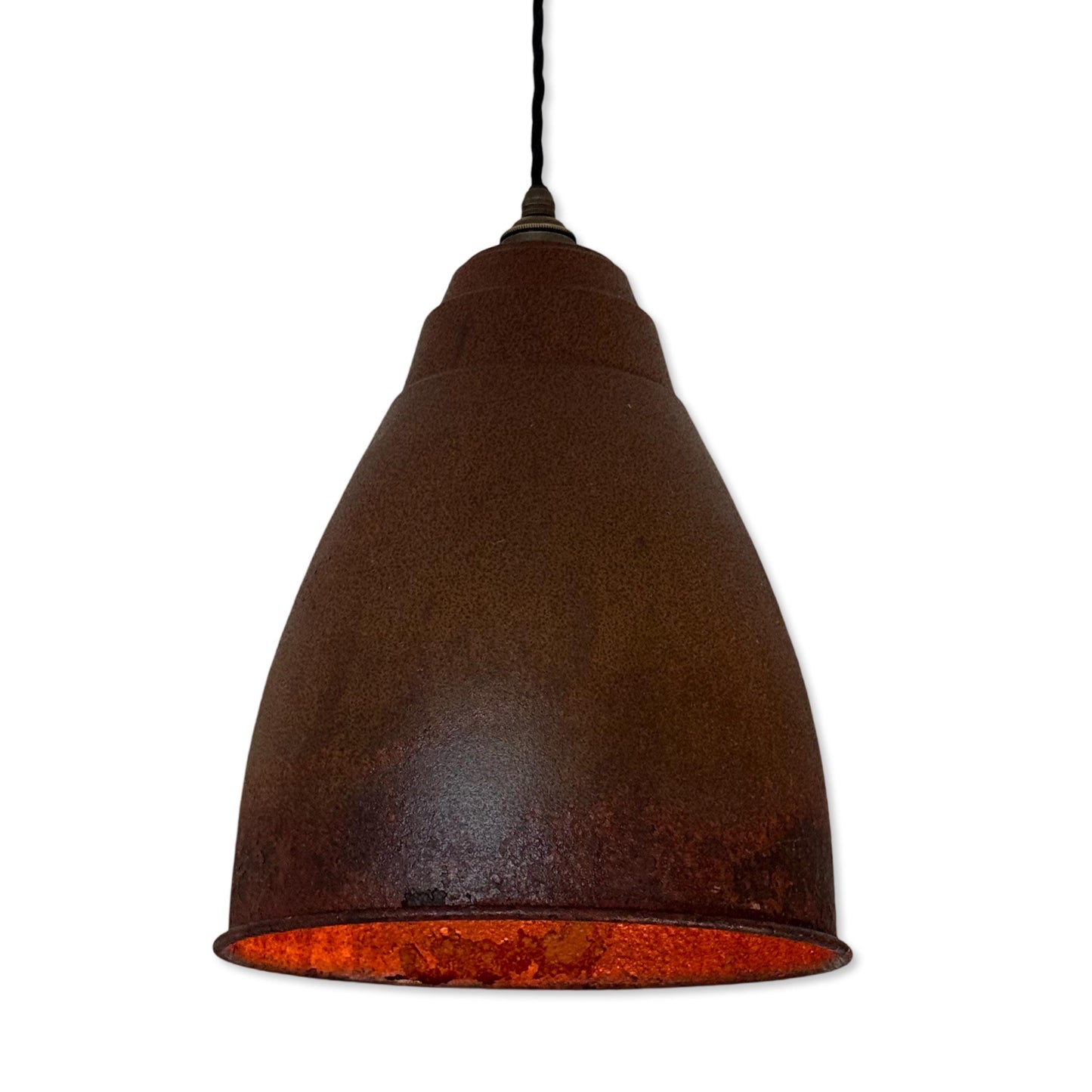 Brooke XL ~ Rusted Solid Steel Shade Pendant Set Light ~ 13 Inch