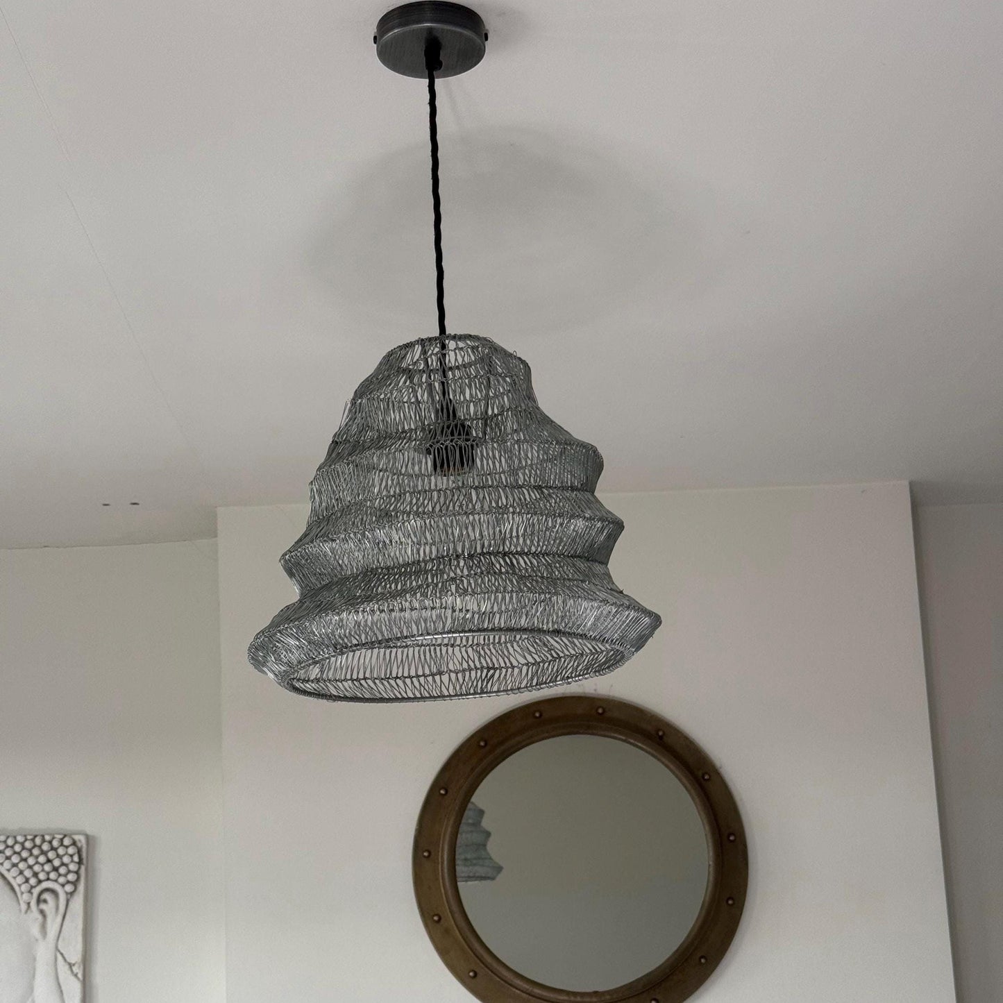 Walton ~ Beehive Large Silver Wire Mesh Lampshade Pendant Ceiling Light