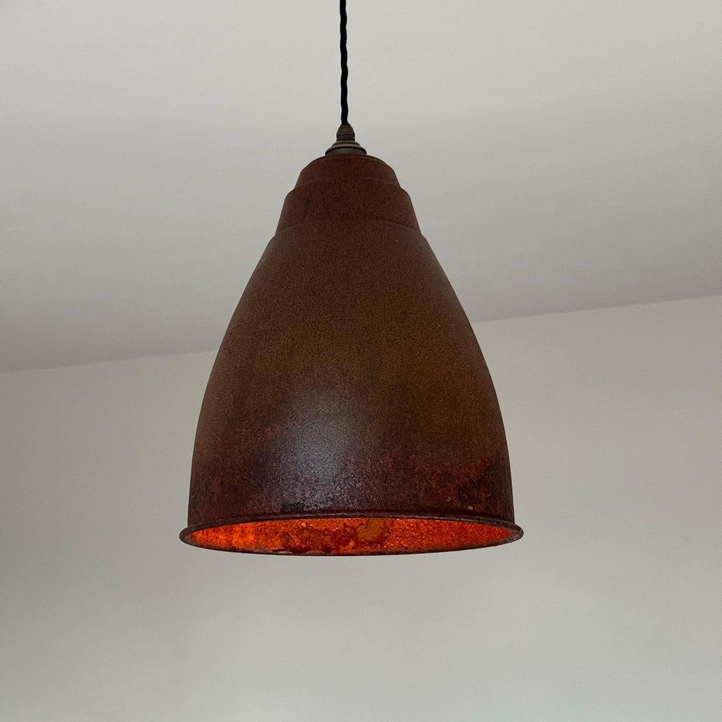 Brooke XL ~ Rusted Solid Steel Shade Pendant Set Light ~ 13 Inch