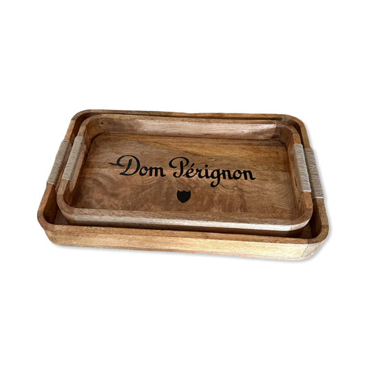 Wooden Serving Trays Dom Pérignon Champagne Butlers Crates Storage Boxes Natural Finish