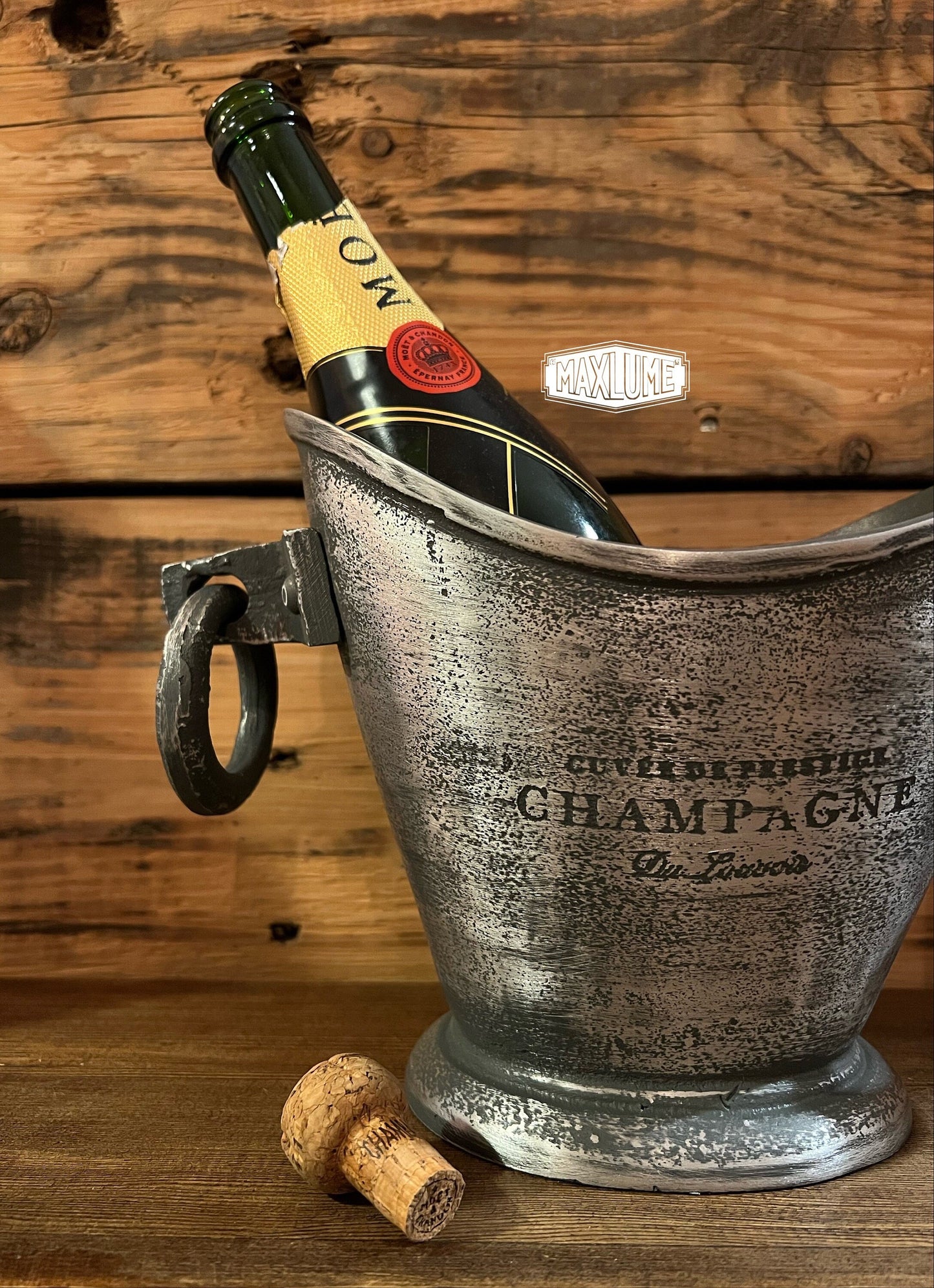 Maxlume ~ Solid Cast Engraved Champagne Ice Bucket | Wine Cooler