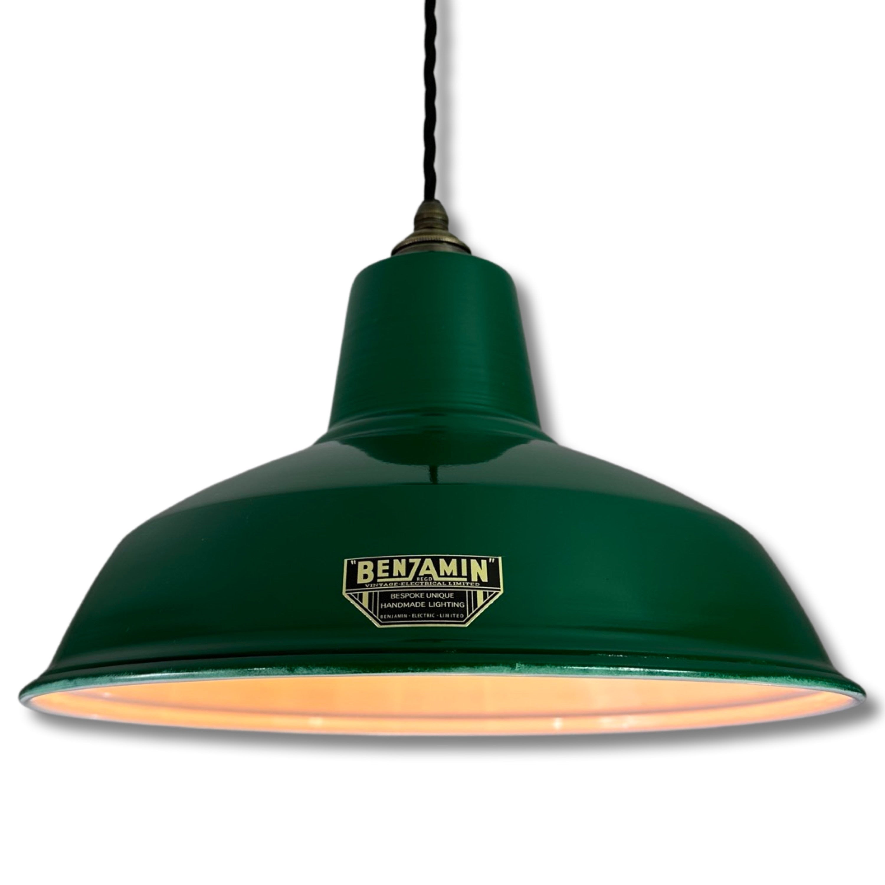 Filby ~ Racing Green Reflector Shade 1921 Design Pendant Set Light |  Ceiling Dining Room | Kitchen Table | Industrial Vintage 12.5 Inch