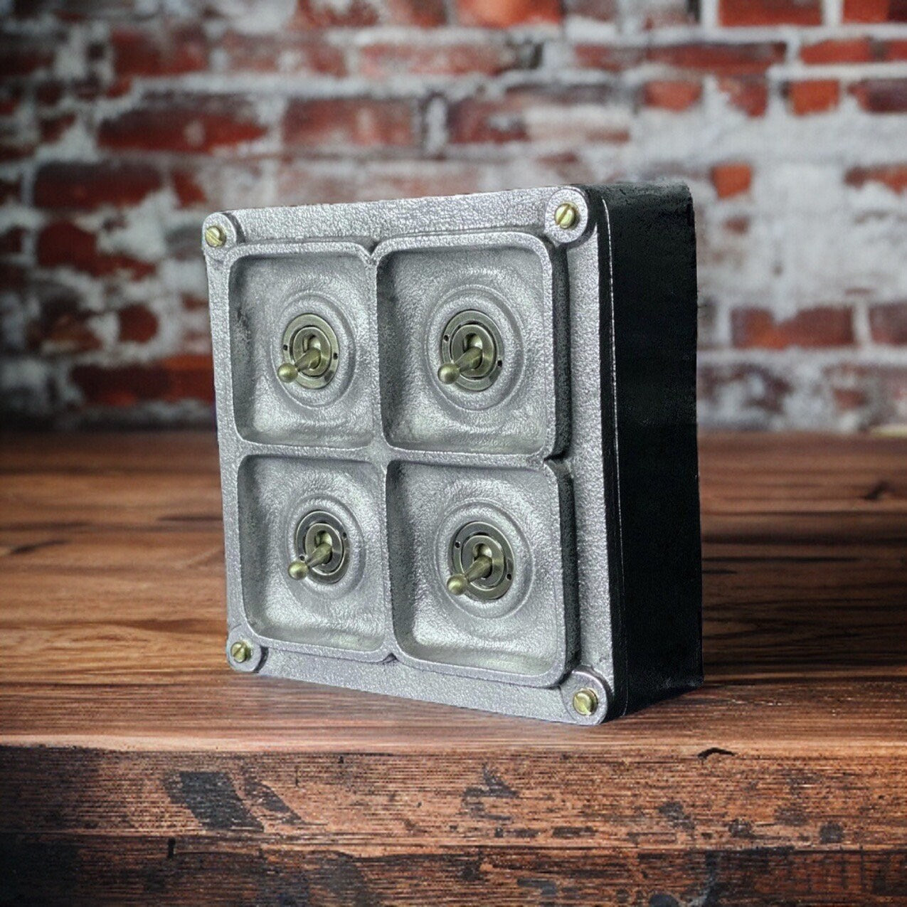 4 Gang 2 Way Solid Cast Metal Conduit Toggle Light Switch Industrial - BS  EN Approved Vintage Crabtree 1950’s Style