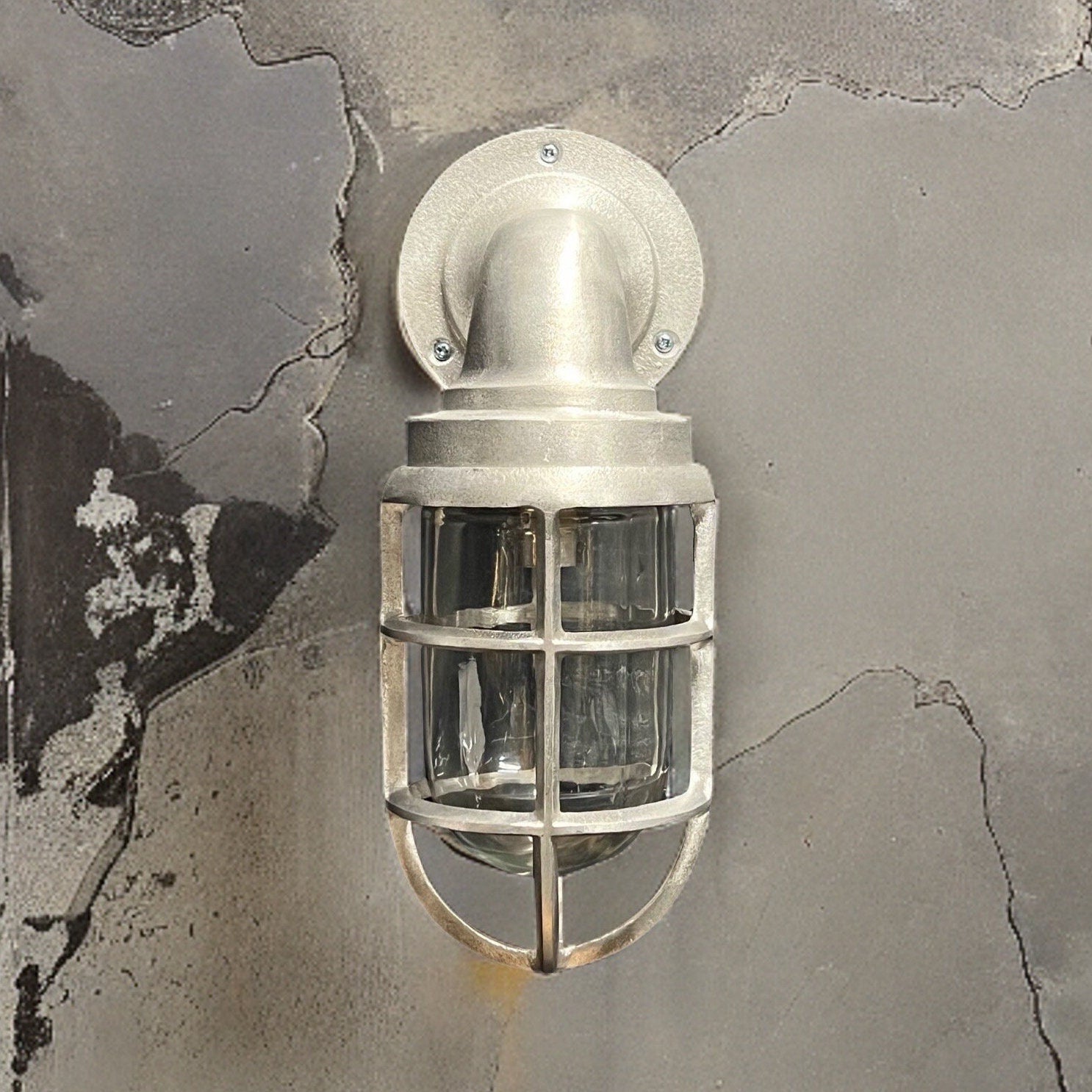 Beachamwell ~ Bulkhead Outdoor & Bathroom Sconce Wall Light | Raw Cast Pewter | 10.5 Inch