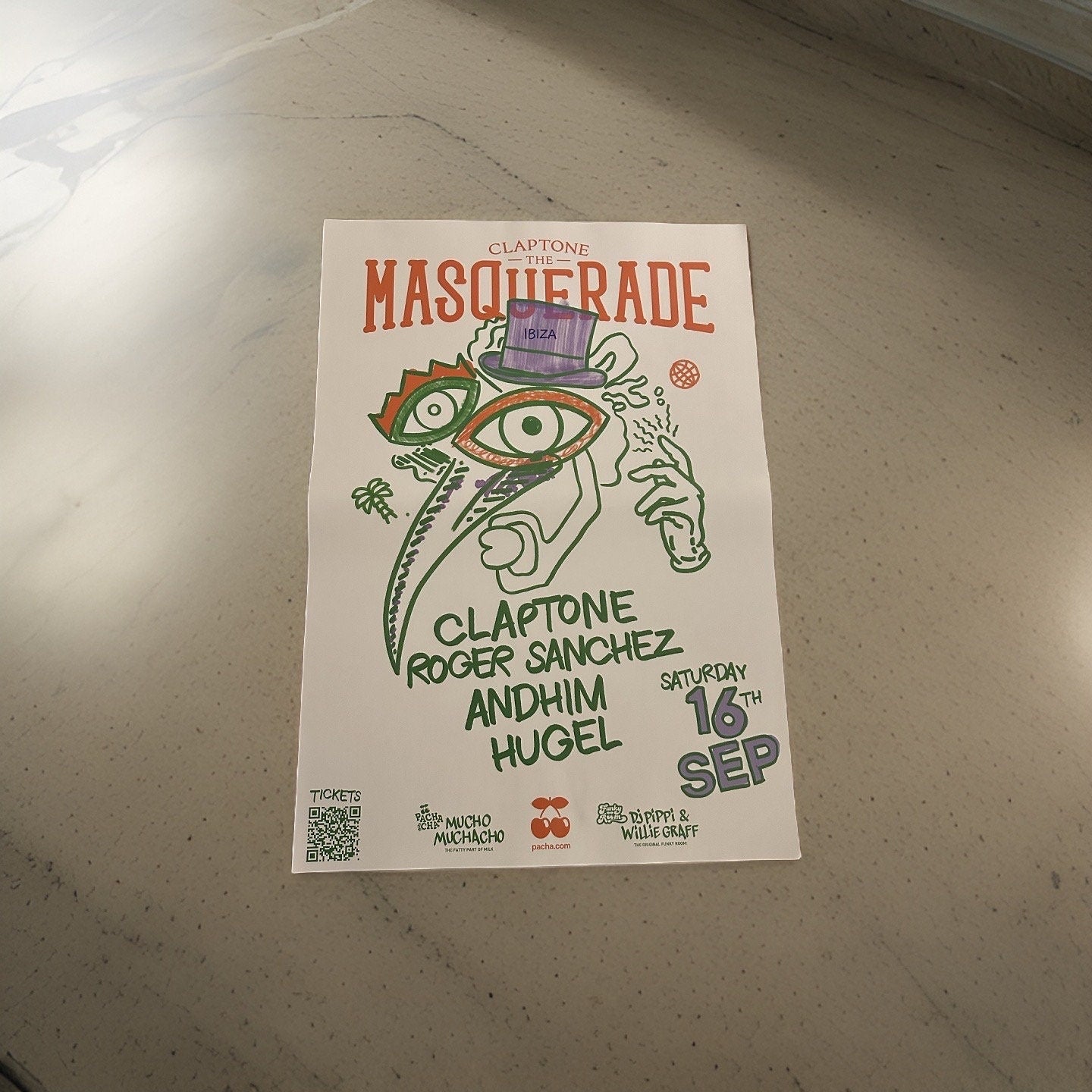 Masquerade ~ Genuine Official Pacha Ibiza Framed Dj Artwork Travel Poster | A3 Luxury Black Frame
