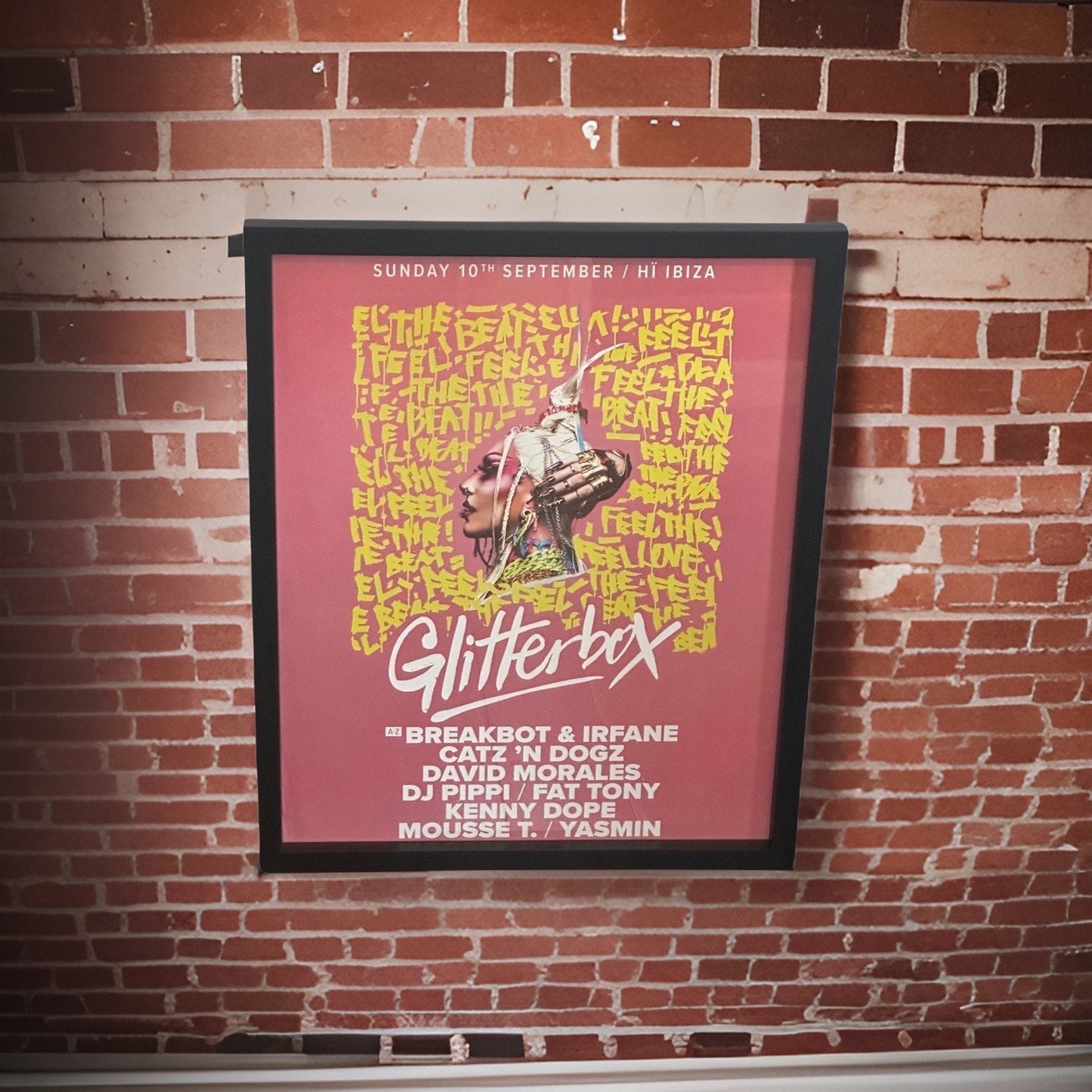 Glitterbox ~ Genuine Hi Ibiza Framed Dj Artwork | A3 Luxury Black Frame