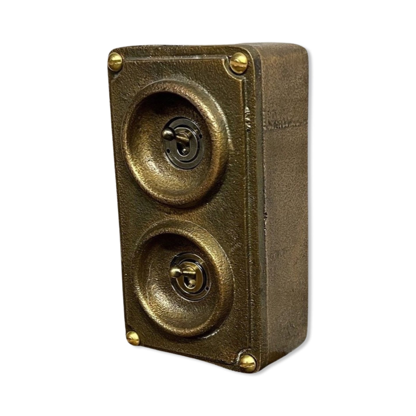 Double 2 Gang Solid Cast Bronze Metal Surface Mounting Conduit Light Switch Industrial 2 Way - BS EN Approved Vintage Crabtree 1950’s Style