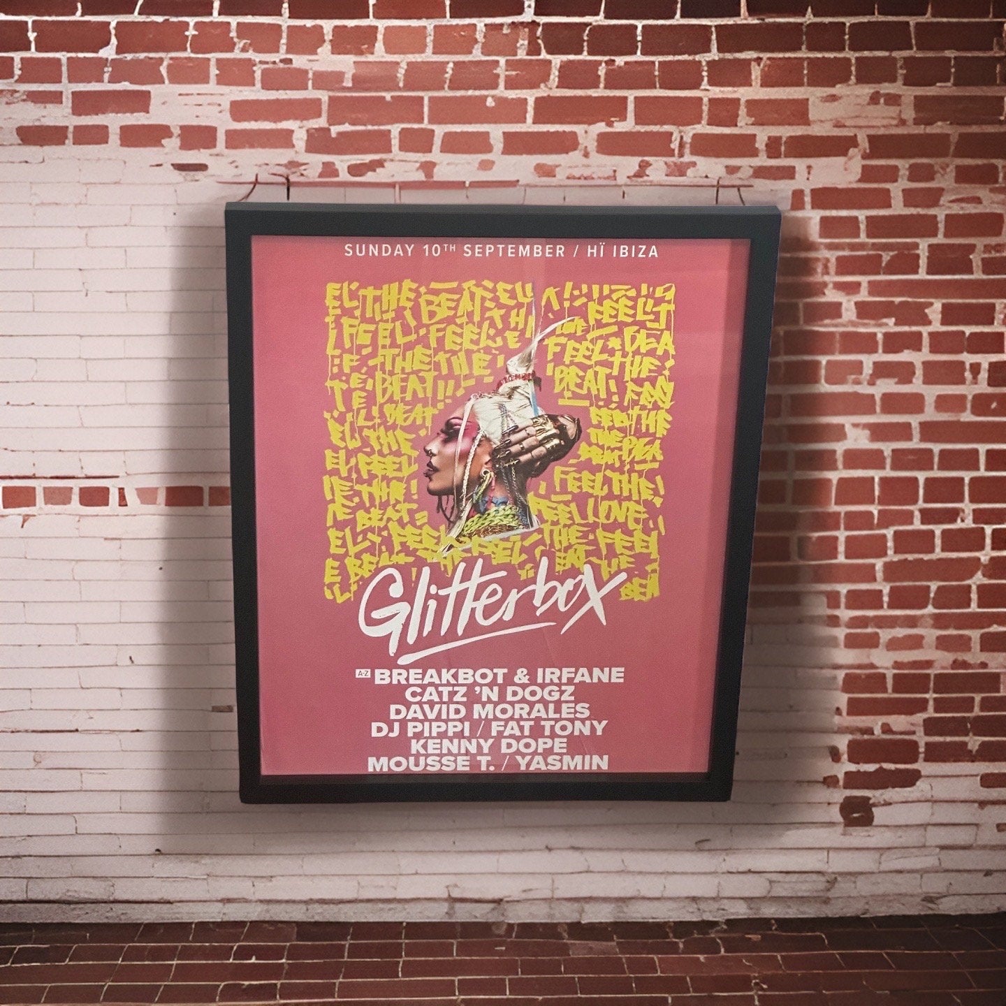 Glitterbox ~ Genuine Hi Ibiza Framed Dj Artwork | A3 Luxury Black Frame