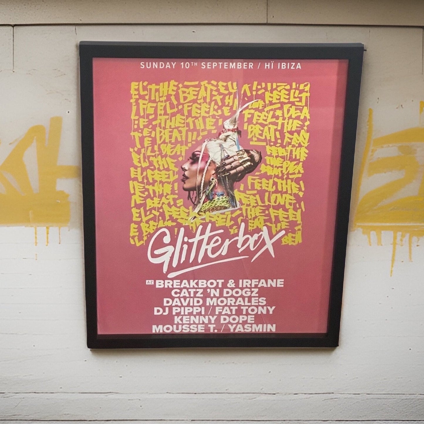 Glitterbox ~ Genuine Hi Ibiza Framed Dj Artwork | A3 Luxury Black Frame